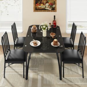 IDEALHOUSE 4-Person Dining Table Set with Upholstered Chairs