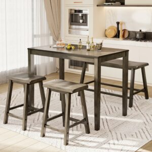 PHI VILLA Counter Height Dining Table Set for 4 with Bench