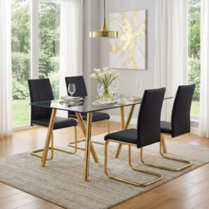 pidock 71-Inch Tempered Glass Dining Table Set (5-Piece)