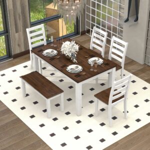 LUMISOL 6-Piece Dining Table Set with Bench