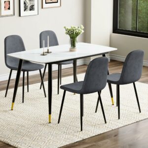 UELKS 5-Piece Dining Set 50-Inch Sintered Stone Table & 4 Chairs