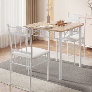 VECELO 3-Piece Dining Table Set for 2 with Chairs