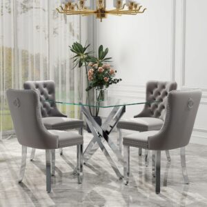 HAIZAO 36-Inch Glass Dining Table Set (5-Piece)