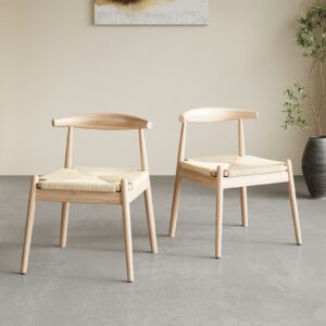 STARY Dining Chairs (Set of 2) with Solid Wood Legs and Woven Rope Seat