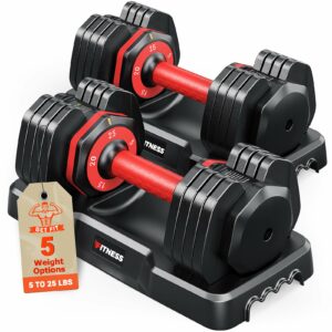 Rendpas Adjustable Dumbbells 25lb Pair (2-Pack)