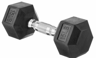 Amazon Basics Rubber Hex Dumbbell 15-Pound Hand Weight product image