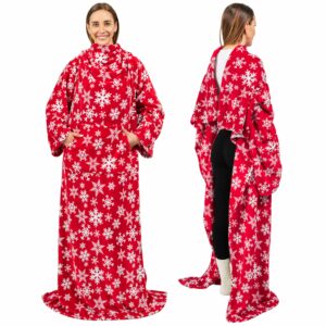 PAVILIA Wearable Fleece Blanket with Sleeves