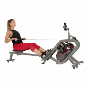 Sunny Health & Fitness AquaForce Water Rower with 16-Blade Tank