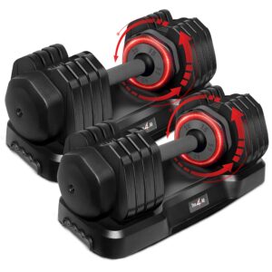 Yes4All Adjustable Dumbbell 55lb Pair (5-in-1 Dial)