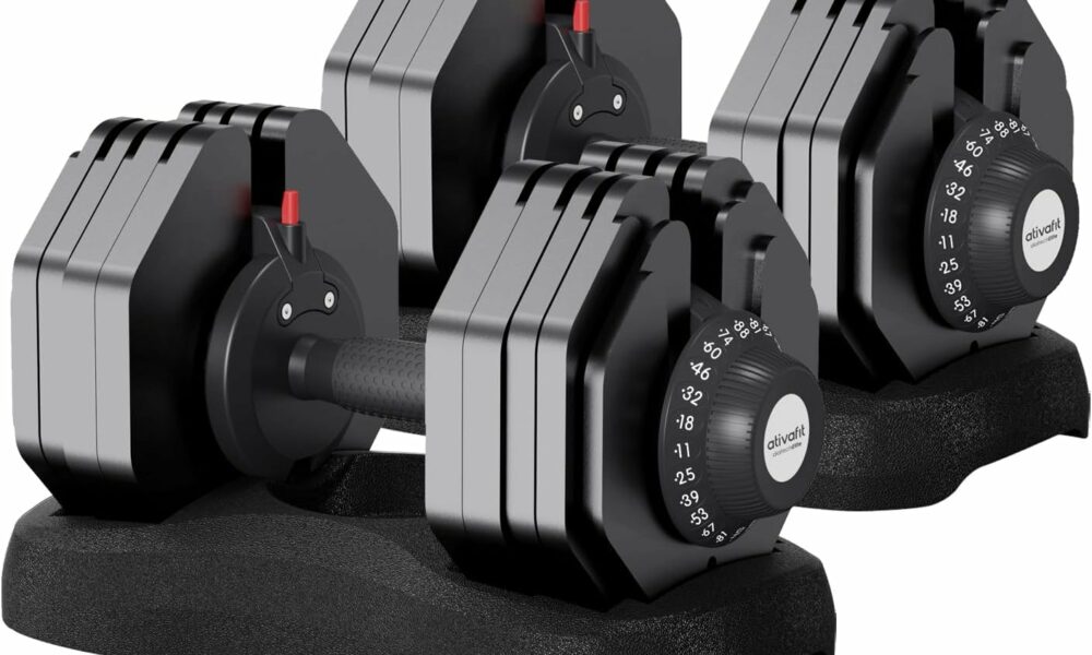 ATIVAFIT Adjustable Dumbbell Pair 88LBS 12-in-1 Quick Dial product image