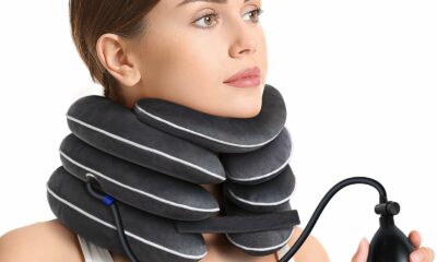 AUVON Inflatable Neck Stretcher for Cervical Traction, Cervical Stretcher with 3-Layer Design in Varying Sizes for Instant Relief, Neck Brace Pillow for Neck Support, Decompression Home Use, M Size product image