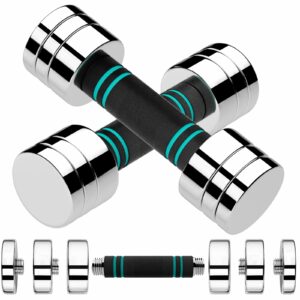 LIFERUN Steel Adjustable Dumbbell Set of 2, 5/10/15lb Free Weights Dumbbells Set, Non-Slip and Comfortable Foam Handle, Adjustable Dumbbells Weights Set for Home Gym Office Exercise 5lbx2 product image