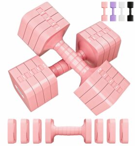 16LBS/20LBS Dumbbells Sets Adjustable Dumbbell Set Hand Weights for Women Men Free Weights Dumbbells Set Exercise Fitness dumbbell sets of 2 for Home Gym Workout Strength Training Equipments Pink 8LB Each [16 LBS Pair] product image