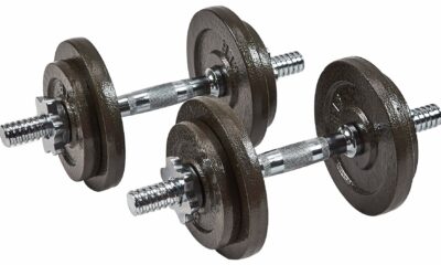 Signature Fitness Contoured Handle Cast Iron Adjustable Dumbbell Weight Set,Gray product image