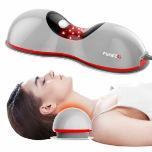 Heated Neck Stretcher with Red Light Therapy, Wireless Cervical Traction Device for TMJ Pain Relief and Shoulder Relaxer, Neck Traction Massager Pillow for Home/Office Used, Grey product image