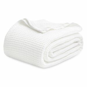 Bedsure Gentlesoft 100% Cotton Blanket Queen Size for Bed - Breathable and Soft for Spring Summer, Thick Cozy Waffle Weave Blanket Gifts for Women, White, 90x90 Inches 01 - White Queen (90" x 90") product image