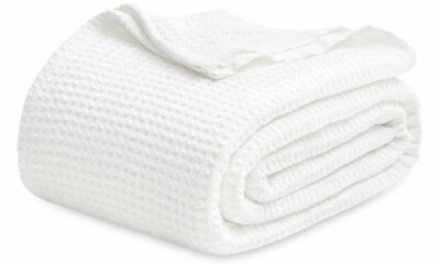 Bedsure Gentlesoft 100% Cotton Blanket Queen Size for Bed - Breathable and Soft for Spring Summer, Thick Cozy Waffle Weave Blanket Gifts for Women, White, 90x90 Inches 01 - White Queen (90" x 90") product image