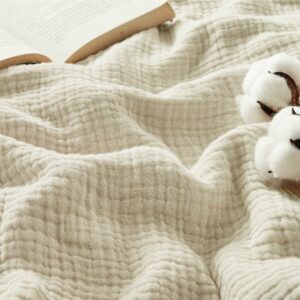 Bedsure 100% Cotton Muslin Blanket 50x70-Inch Throw