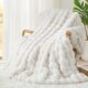 Touchat Luxury 1000GSM Faux Rabbit Fur Throw Blanket, Super Heavy Warm Cozy Blankets for Couch Bed Sofa, Bubble Plush Fuzzy Elegant Soft Reversible Mink Blanket for Living Room Bedroom, Cream White White Throw-50"x60" product image