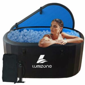 Lumizone Inflatable Cold Plunge Tub 132 Gallons Capacity Ice Bath Portable Ice Bath Tub Compatible With Water Chillers with Lid Drop Stitch PVC Double Layer Seals Oversized for Athletes Oval-Black product image