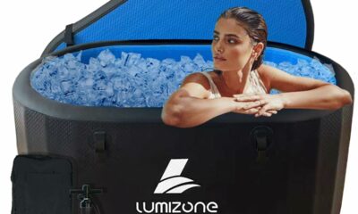 Lumizone Inflatable Cold Plunge Tub 132 Gallons Capacity Ice Bath Portable Ice Bath Tub Compatible With Water Chillers with Lid Drop Stitch PVC Double Layer Seals Oversized for Athletes Oval-Black product image