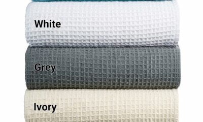Tex Trend 100% Cotton Waffle Weave Blankets Twin Size - Soft and Breathable Cotton Bed Blankets for Spring Summer, Premium Throw & Bed Layering, Blue, Twin 60x90 Inches Blue Twin XL product image