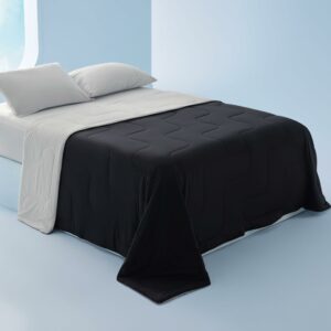 Bedsure Cooling Blankets for Hot Sleepers - Summer Blanket Queen Size, Cold and Lightweight Gift for Night Sweats, Ice Cooled Breathable Comforter for Bed, Black and Grey, 90x90 Inches Black and Grey Queen (90" x 90") product image