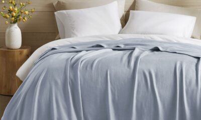 Madison Park King Size Blanket, 70% Rayon Bamboo-Based, 30% Cotton, Breathable for Hot Sleepers Menopause, Ultra Soft and Snag-Resistant, Summer Blanket for Bed or Couch, King 108"x90", Light Blue King Light Blue product image