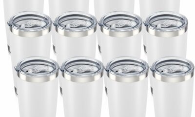 20 oz Tumbler with Lid Stainless Steel Insulated Tumblers Bulk Double Wall Vacuum Cups Powder Coated Travel Mug Keep Drinks Cold and Hot, White, 12 Pack White 12 product image