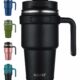 ALOUFEA 20 oz Insulated Coffee Mug Tumbler with Handle, Stainless Steel Travel Mug Tumbler with Lid and Straw,Double Wall Vacuum Leak Proof Ice Coffee Thermal Cup, Black 20 Ounces Black product image