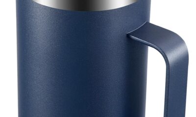 KXIAOCHEN 20oz Insulated Coffee Mug with Lid, Stainless Steel Coffee Cup, Double Wall Vacuum Coffee Tumbler with Handle, Premium Thermal Travel Coffee Mug (Navy Blue) A1.Navy blue 1 Count (Pack of 1) product image