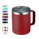 MEWAY 12oz Coffee Mug With Handle and Sliding Lid,Stainless Steel Travel Tumbler Cup with Handle,Double Wall Vacuum Insulated Camping Cup for Hot & Cold Drinks Tea (Red,Set of 1) Red 1 product image