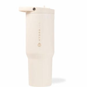 HydroJug Sport - Stainless Steel Tumbler with Straw, Vacuum Insulated, 32oz Leakproof Water Bottle, Ergonomic Design, Reusable, Dishwasher Safe, Rubber Base, Durable for Gym or Outdoors, Cream 32oz Cream product image