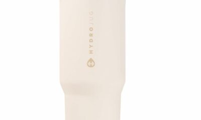 HydroJug Sport - Stainless Steel Tumbler with Straw, Vacuum Insulated, 32oz Leakproof Water Bottle, Ergonomic Design, Reusable, Dishwasher Safe, Rubber Base, Durable for Gym or Outdoors, Cream 32oz Cream product image