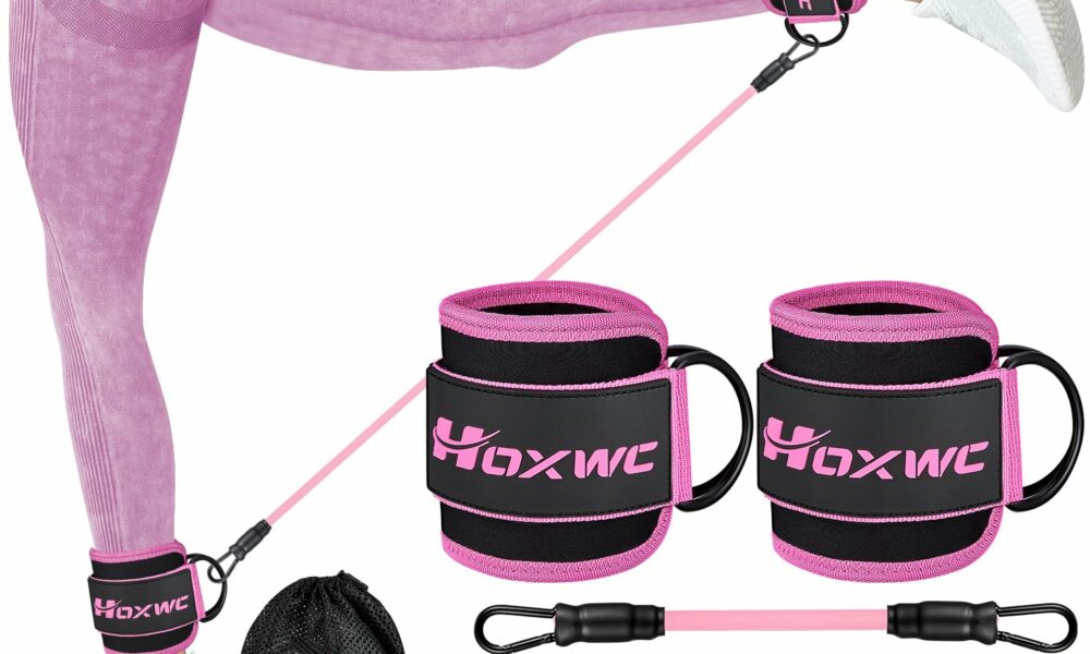 Ankle Resistance Bands with Cuffs, Ankle Bands for Working Out, Ankle Resistance Band for Leg, Booty Workout Equipment for Kickbacks Hip Fitness Training, Exercise Bands for Butt Lift Women 1-pink product image
