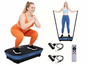 Vibrating Plate Machine,180 Speeds Shake Plate for Lymphatic Drainage Weight Loss, Vibration Fitness Platform 460LB Capacity Whole Body Workout with Bluetooth Home Exercise Gym Equipment for Women Men Light Blue product image