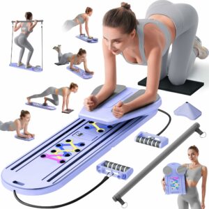 Pilates Board, Pilates Reformer Set, Pilates Machine 15-in-1 Multifunctional Abdominal Board for Home Office Workout, Foldable Portable Pilates Reformer Board for Women Pro purple pilates board product image