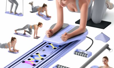 Pilates Board, Pilates Reformer Set, Pilates Machine 15-in-1 Multifunctional Abdominal Board for Home Office Workout, Foldable Portable Pilates Reformer Board for Women Pro purple pilates board product image