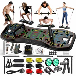LALAHIGH Push Up Board,36 in 1 Home Gym Equipment with Ab Roller Wheel & Resistance Bands, Portable Foldable Workout Board for Full Body Strength Training Men Women,Gift for Boyfriend ProMax Premium product image