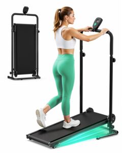 AKLUER Non-Electric Treadmill with Dual Flywheel LCD Monitor