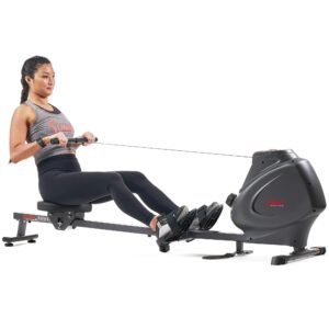 Sunny Health & Fitness Magnetic Rowing Machine with Foldable Slide Rails