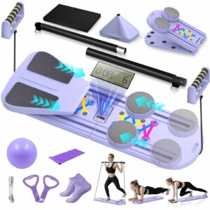 Pilates Board, Foldable Pilates Reformer Set for Home Workout with Timer, Multifunctional Portable Reformer Pilates Machine at Home Pilates Equipment A-Purple product image