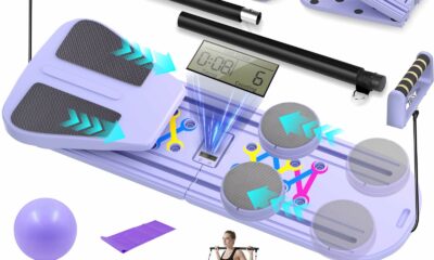 Pilates Board, Foldable Pilates Reformer Set for Home Workout with Timer, Multifunctional Portable Reformer Pilates Machine at Home Pilates Equipment A-Purple product image