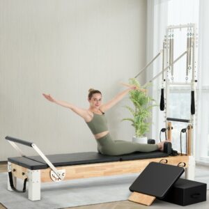 PAETA Pilates Reformer, Wooden Reformer Pilates Machine with Tower & Mat, Pilates Equipment for Home Workout and Studio, Includes Sitting Box, Jumpboard product image