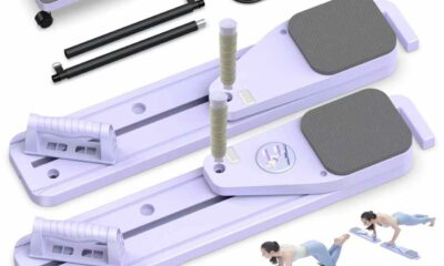 Pilates Board, 12 in 1 Mini Plilates Reformer Set, Multifuncional Portable Pilates Reformers Board for Home Workout, Free Combination 100+ Exercise Mode Purple product image