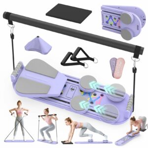 Pilates Board Pilates Reformer Set for Women, 7 in 1 Foldable Pilates Equipment with Timer, Portable Pilates Machine for Home Workout, Fitness, Exercise, Ab, Core Purple product image