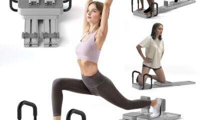 Pilates Reformer Board with 66.9'' Extended Track, Portable Pilates Reformer Machine with 3 Pairs Yoga Sock, Quick Assembly, Pilates Ski Machine for Home Workout Gray product image