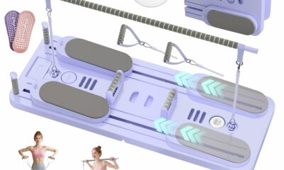 5 in 1 Pilates Board, Foldable Pilates Reformer Set with Resistance Bands, Portable Pilates Sliding Board, Trainer Machine for Home Workout, Ab, Core, Fitness, Exercise Purple product image