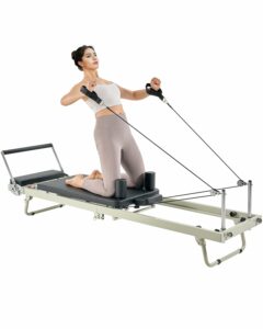 VEVOR Pilates Reformer Machine for Home Gym, with Jump Board/Reformer Box/Chair/Spine Corrector/Springboard/Foldable & Dual Resistance Springs | Studio Grade Workout Equipment | Supports up to 400 lbs Reformer-Folding ‎Alloy Steel product image