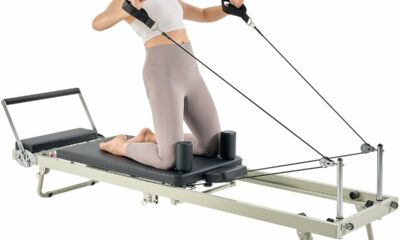 VEVOR Pilates Reformer Machine for Home Gym, with Jump Board/Reformer Box/Chair/Spine Corrector/Springboard/Foldable & Dual Resistance Springs | Studio Grade Workout Equipment | Supports up to 400 lbs Reformer-Folding Alloy Steel product image